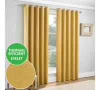 Enhanced Living Vogue Ochre/Yellow 46 x 72 inch (117x183cm) Eyelet Thermal Noise Reducing Dim Out Curtains for Bedroom and Living Room