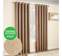 Enhanced Living Pair Eyelet Curtains Vogue Latte Thermal Noise-Reducing Dim-Out Natural 168x137 cm