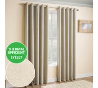 Enhanced Living Vogue Cream 66 x 54 inch (168x137cm) Eyelet Thermal Noise Reducing Dim Out Curtains for Bedroom and Living Room