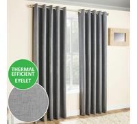 Enhanced Living Vogue Grey Silver 66 x 54 inch (168x137cm) Eyelet Thermal Noise Reducing Dim Out Curtains for Bedroom and Living Room