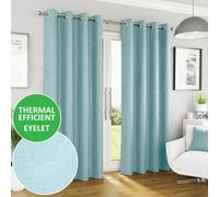 Enhanced Living Vogue Sky Blue 46 X 72 Inch (117X183Cm) Eyelet Thermal Noise Reducing Dim Out Curtains (Pair)