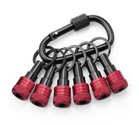 Enhanced Non-Slip Bit Holder Key Chain 6pc, Drill Bit Holder for 1/4 Inch Hex Shank Bits, Bit Holders for Impact Driver Drill Bit Extension, Screwdriver Bit Holder, Quick Change & Easy Access, Red