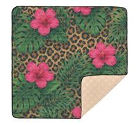 Enhanced Tropical Leopard Print Wallpaper Cute Foldable Baby Play Mat for Floor Comfortable Activity Entertainment Mat for Baby Toddler Infant, 50'' x 50''