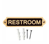 Enhanced Vintage Brass Metal RESTROOM Door Sign Plaque | Antique Wall Mounted Name Plate with Screws | 21.5 x 4.5 cm| RESTROOM