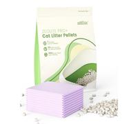 Enhanced Zeolite Cat Litter Pellets 7lbs & Cat Pee Pads 10 Count - Refill for Tidy Cats Breeze Litter System | Premium Stainless Steel Dual-Layer Tray
