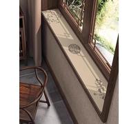 ENHEN Beige Japanese Windowsill Mat with Brown Frame, Absorbent Diatom Mud Bay Window Cushion Quick Drying, Pet Scratch Protection Ledge Guard(80x22cm/31x9in)