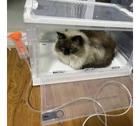 ENHEN Foldable Pet Nebulizer Box Cage - Cough Breathing, Dual Holes Cat Dog Atomization Oxygen Chamber, Portable Home Animal Medical Tent Hospital(Small)