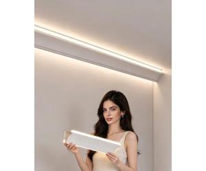 ENHEN Led Profile Ceiling Moulding Channel System White, Skirting Line Diffuser for Led Strip Lights, 3.3ft 4ft 6ft 8ft 10ft 100ft Indirect Lighting Track(9.5m/31.1 ft)