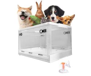 ENHEN Spray Atomization Oxygen Box - Dual Holes, Hospital/Veterinary Clinics/Home Nebulizer Cage, Portable Animal Pet Brooder Nursery, Easy to Move(Small)