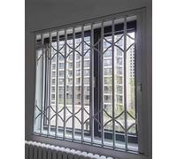 ENHEN White Window Security Locks Burglar Screen, Windows Safety Bars Interior Prevents Accidental Falls Cover, Front Doors Aluminum Collapsible Gate(44x56in/112x142cm)