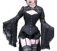 enheng Women's Gothic Style Lace Cloak, Victorian Halloween Cape Costume Flared Sleeve Shawl Wraps Shrug for Evening Dress