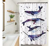 Enhome Shower Curtain 3D Fashion Creative Animal Decorative Bath Curtains Waterproof Durable Washable Polyester with 12 Hooks, Bathroom Bathing Privacy Protection (Star Whale,70.86x78.74 inch)