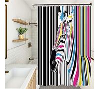 Enhome Shower Curtain 3D Fashion Creative Animal Decorative Bath Curtains Waterproof Durable Washable Polyester with 12 Hooks, Bathroom Bathing Privacy Protection (Color Zebra,35.4x70.86 inch)