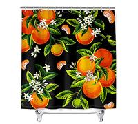 Enhome Shower Curtain Anti-Mould Waterproof Durable 3D Tangerine Creative Design Pattern Decorative Polyester Curtains with 12 Hooks, Privacy Protection for Bathroom (Fruit Flower,90x180cm)