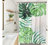 Enhome Waterproof Shower Curtain Green Banana Leaf Tropical Plant Decorative Washable Polyester Curtains with 12 Hooks, Bathroom Bathing Privacy Protection (Palm Leaf,35.4x70.86 inch)