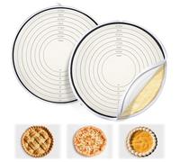 Enhon 2 Pack Pie Crust Bags for Rolling Out with 4"-11" Size Marks, Non Stick Pie Crust Dough Bag with Zipper, Food Grade Silicone Dough Rolling Bag for Making Pizza, Dishwasher Safe (Black)