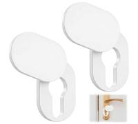Enhon 2 Pack Plastic Keyhole Protector Cover, Self-Adhesive Lock Draught Excluder with Rotating Lid, Weather & Dust Privacy Protection, Keyhole Cover for Classic Mortise Door Locks, White
