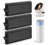 Enhon 3 Pack Replacement Activated Carbon Filter, Filter Replacement Compatible with PETLIBRO Luma Automatic Cat Litter Box, Includes 1 Roll Cat Litter Box Liners, Powerful Odor Control, Fresh Air