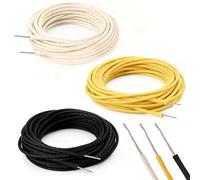 Enhon 30FT Cloth Covered Pushback Guitar Wire Set, Vintage Style Waxed Braided Guitar Wiring Kit, 22AWG Pre-tinned Stranded Copper Wire for Electric Guitars (10ft Black/White/Yellow)