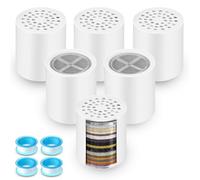 Enhon 6 Pack 20 Stage Shower Filter Replacement Cartridge, Shower Head Filter Refill for Hard Water to Remove Chlorine Fluoride Heavy Metal, High Output Bath Filter Cartridges for Skin Hair Healthy