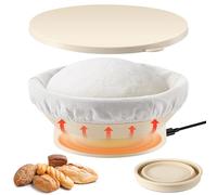 Enhon Heated Round 9 Inch Sourdough Starter Kit 4 Levels Temperature Adjustment Bread Making Tool, Proofing Basket with Liners for Banneton Bread Baking Homemade Essentials