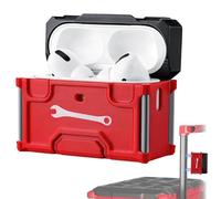 Enhon Protective Case Compatible with Airpod Pro 1 & 2 Case, Protective Cover Compatible with Airpod Pro, Toolbox Design Magnetic Base - Attach to Metal Toolbox Ladder Workbenches
