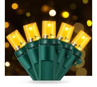 Enhon Slow Twinkling Christmas Light, 100 Lights 35 Ft Twinkle Pulsing Christmas, 5mm LED Wide Angle Soft Random Shimmering Set with Green Wire(Gold,1 Pack)