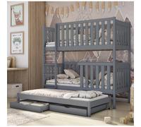enid wooden bunk bed without mattress and trundle in matt grey