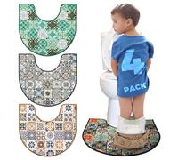Enifine Washable Commode Potty Training Mats, Super Absorbent Reusable Toilet Training Rug for Kids, Leak-Proof & Non-Slip Adult Incontinence Toilet Mat, Bathroom Floor Protector Pads 4 Pack