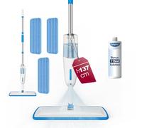Enigma 137cm Spray Mop with 3 Washable Pads and 115ml Concentrated Starter Cleaning Solution，Wet & Dry Use Refillable Bottle Ergonomic Design for Hard Floors Laminate Wood Tile Marble, Vinyl