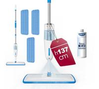 Enigma 137cm Spray Mop with 3 Washable Pads and 30ml Concentrated Starter Cleaning Solution，Wet & Dry Use Refillable Bottle Ergonomic Design for Hard Floors Laminate Wood Tile Marble, Vinyl
