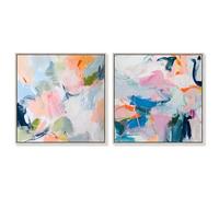 Enigma in Paint Collection Canvas Print Sunset Wall Art Set by Art Remedy, Silver Frame, 16 x 16