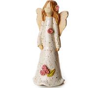 Enigma Supplies Ceramic Guardian Angel Gift Angel of Wellbeing White Dress with Red Roses Collectible Ceramic Guardian Angel Figurine