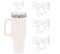 EnigmaDrop 3 Pcs Classic Bow Straw Covers Cap Toppers Compatible with Stanley 30&40 oz Tumbler Cups,Reusable Cute Silicone Straw Tips Lids Protectors for 0.4 in/10mm Stanley Cups Straw Accessories