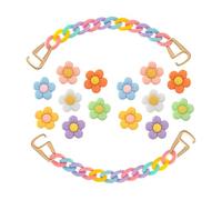 EnigmaDrops Flower Charms for Croc Clog Sandals, Bracelets Accessories Decoration - Cute Designer Charms for Girls, Kids, Teens, Adults, Women Party (14pcs + 2pcs Colorful Shoe Chains)