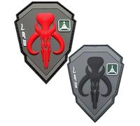 EnigmaGlow 2 Pcs Mandalorian Bounty Hunter Boba Fett Morale Patch 3D PVC Rubber Applique Emblem Hook Backed