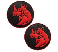 EnigmaGlow 2 Pcs Rhino Head Tactical Military Morale ISAF Army Patch 3D PVC Rubber Applique Emblem Hook Backed