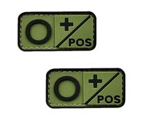 EnigmaGlow 2 Pcs Tactical Blood Type O Positive Small Patch 3D PVC Rubber Applique Emblem Hook Backed (Green Compatible with O Positive)