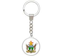 EnigmaGlow World Most Countries Coat of Arms National Emblem Keyring Key Chain Double Sided Printing Alloy Keychain, Zimbabwe, 2.1inch