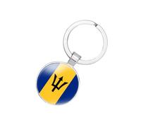 EnigmaGlow World Most Countries Flag Keyring Key Chain Zinc Alloy Keychains Daily Keychain Home Car Keys for Men Women, Barbados, 2.1inch