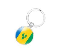 EnigmaGlow World Most Countries Flag Keyring Key Chain Zinc Alloy Keychains Daily Keychain Home Car Keys for Men Women, Saint Vincent and the Grenadines, 2.1inch