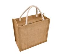 Enigmaire Hessian Personalised Beach Bag, Strong Jute Shopping Tote, Reusable And Stylish, With Zip, Waterproof, For Lunch, Beach