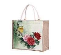Enigmaire Hessian Shopping Bags,Jute Hessian Shopping Bag,Reusable Hessian Shopper Bag,Burlap Gift Tote With Handle,Jute Shopping Bag,Foldable,Water Resistant,For Daily Shopping,Travel,Picnic