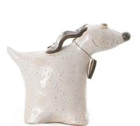 EnigmaSupplies Handcrafted Ceramic Greyhound Figurine - Elegant Home Decor Accent (White)