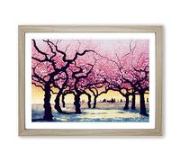Enigmatic Cherry Blossom Trees Framed Print | A3 Oak Framed Wall Art | Ready to Hang | Modern Floral Picture | Living Room Bedroom Lounge Office