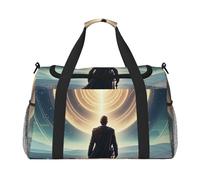 Enigmatic Echoes Print Travel Duffel Bag for Men & Women, Foldable Travel Bags and Spacious Weekender Tote Bag for Storage Toiletry Luggage Personal Item, Black, L