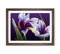Enigmatic Iris Flowers Framed Print | A3 Walnut Framed Wall Art | Ready to Hang | Modern Floral Picture | Living Room Bedroom Lounge Office
