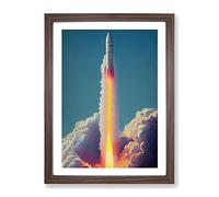 Enigmatic Spaceship Rocket Framed Print | A4 Walnut Framed Wall Art | Ready to Hang | Modern Nature Picture | Living Room Bedroom Lounge Office