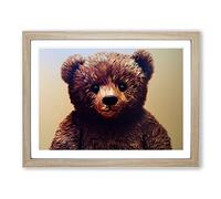 Enigmatic Teddy Bear Framed Print | A2 Oak Framed Wall Art | Ready to Hang | Modern Animal Picture | Living Room Bedroom Lounge Office