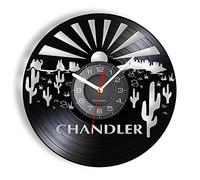 ENILSA Wall Clock 12 ''Non-ticking Silent Quartz Decorative Clocks Silent Chandler Skyline Vinyl Record Wall Clock State Of Arizona Home Decor Saguaro Cactus And Agave Desert Plants Retro Wall Clock